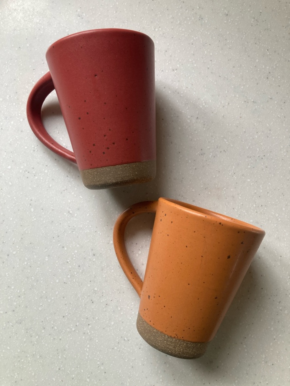 Sawyer Ceramics Red and Orange Speckled Stoneware Mugs Set of 2